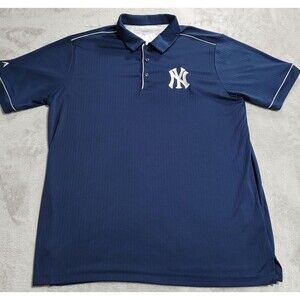 New York Yankees Shirt Mens Large Navy Blue MLB Baseball Antigua Golf Polo